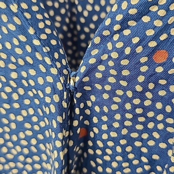 Lucky Brand Ruffled Surplice Blue Polka Dot Dress Cute Casual Comfy Pullover LB - Picture 5 of 11